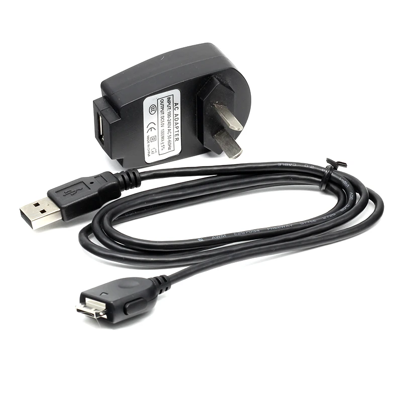 Battery USB Data Charging Cable w/ AU Travel Wall Charger AC Adapter