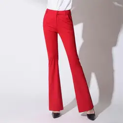 2019 демисезонный Женская высокая талия брюки для девочек Новая мода OL расклешенные брюки мотобрюки работы Длинные женские брюки r735