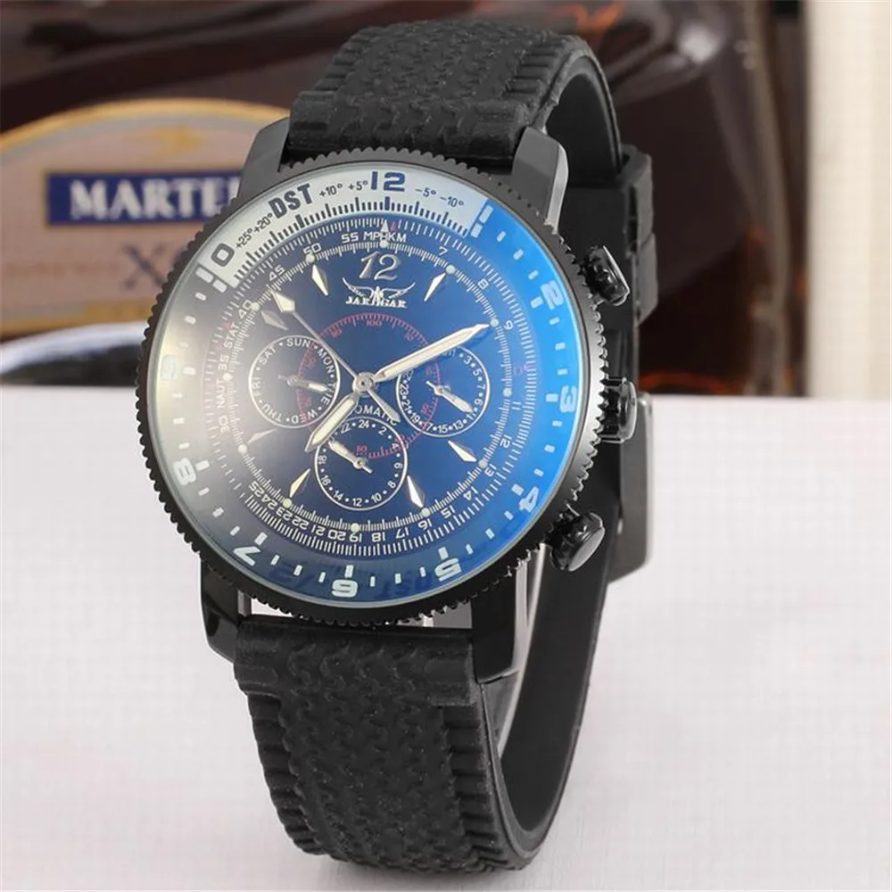 2016 JARGAR Brand Sport Rubber Band Watches Mens Multifunction Analog Dial Stainless Steel Case Male Army