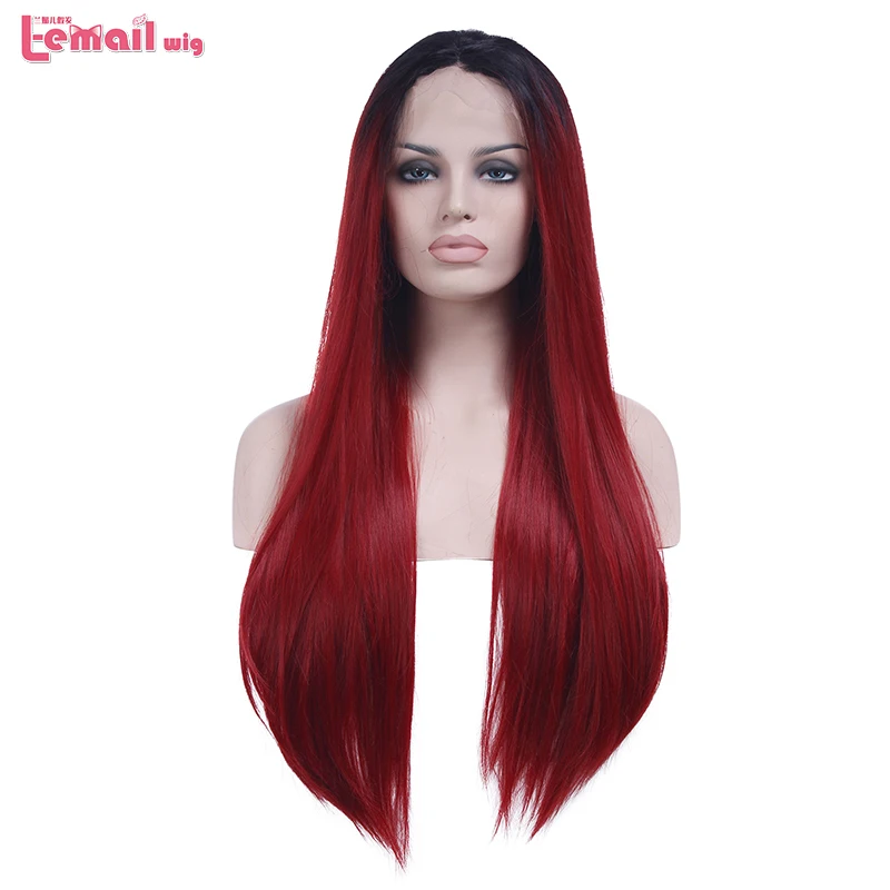 L email wig 70cm Heat Resistant Long Straight Women Lace Front Wig ...