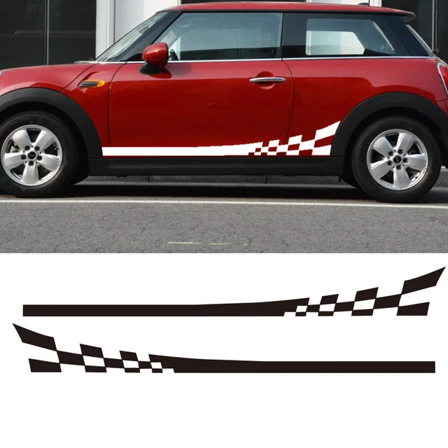 Automobile 2pcs Gloss Auto Side Skirt Car Sticker Stripe