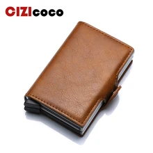 Cizicoco Fashion Metal Credit Card Holder RFID Blocking Aluminium Box Business ID Card holder Hasp PU Leather Mini Card Wallet Cizicoco Fashion Metal Credit Card Holder RFID Blocking Aluminium Box Business ID Card holder Hasp PU Leather Mini Card Wallet