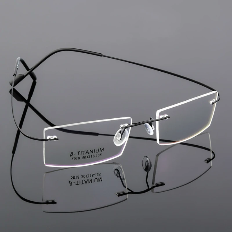 

ltra-light rimless Optical frame men women Memory Titanium Rimless eyeglasses non-screws for Myopia Prescription with 9 colors