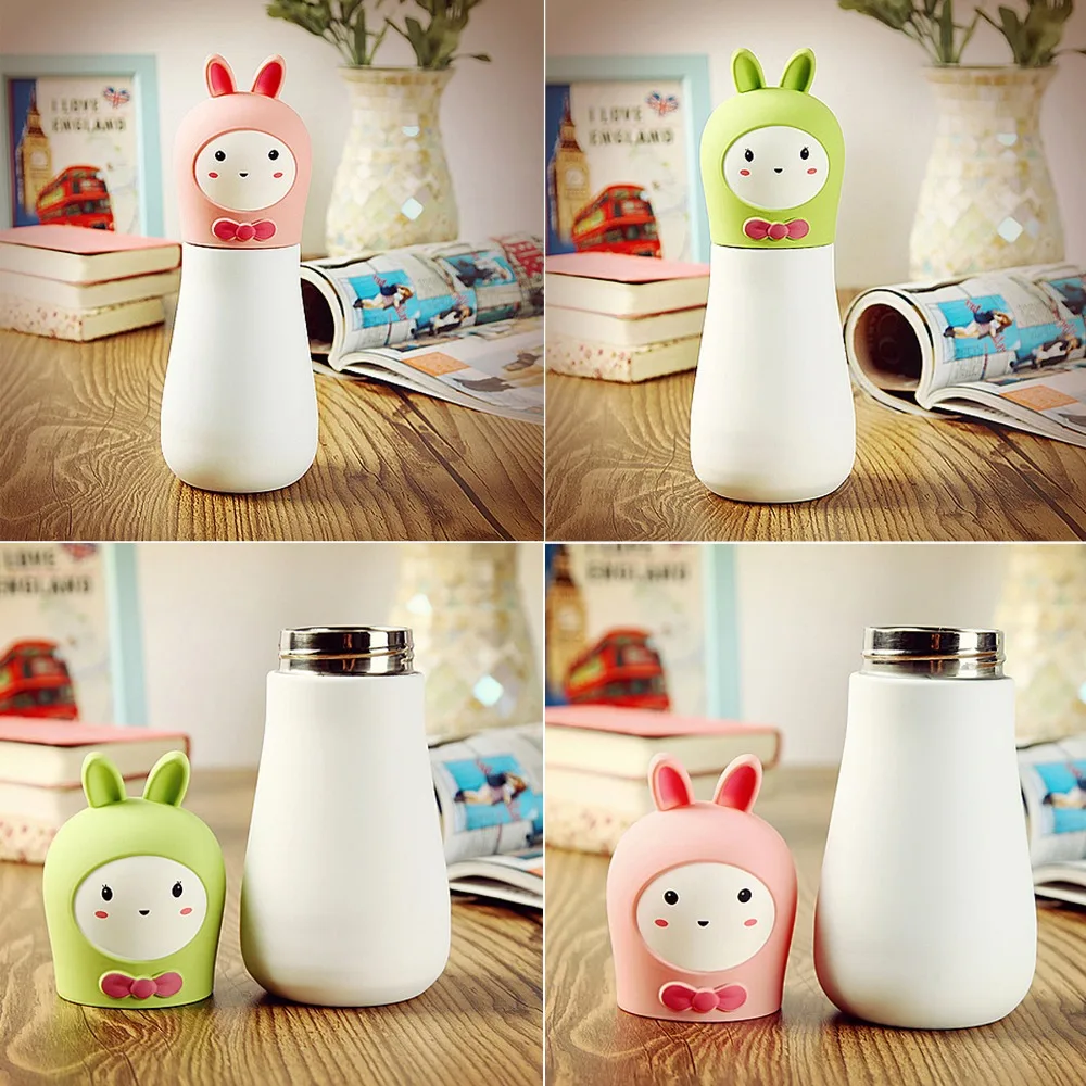 Two colors Cute Cartoon Stainless Steel Thermos Bottle Warmer Water