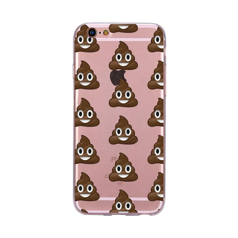 

New Cute Funny Emoji Expression Phone Case For Iphone 5s Case for iphone 6s 6 plus 7 7plus Soft TPU Transparent Back Cover Coque