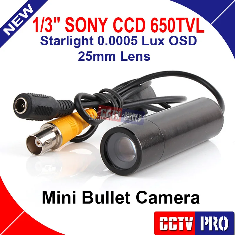 

Mini Bullet Security CCTV Camera Sony CCD RJ10 DSP 650TVL 3D-DNR Starlight 0.0005 Lux OSD Menu Line Control 25mm Lens IR 100m