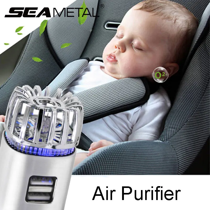 

Car Air Freshener Purifier Oxygen Bar Led light 2 USB Phone Pad Charge Charging Auto Interior Decoration Electronic Accessories