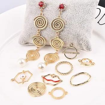 

Diy ear jewelry accessories alloy simple geometric circle pearl earrings earring material bracelet pendant