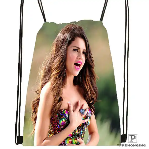 Drawstring Backpack Custom Selena Gomez Cleavage походная сумка на шнурке Cute Daypack Kids Satchel(черная спина) 31x40 cm#180531-03-56 - Цвет: Drawstring Backpack