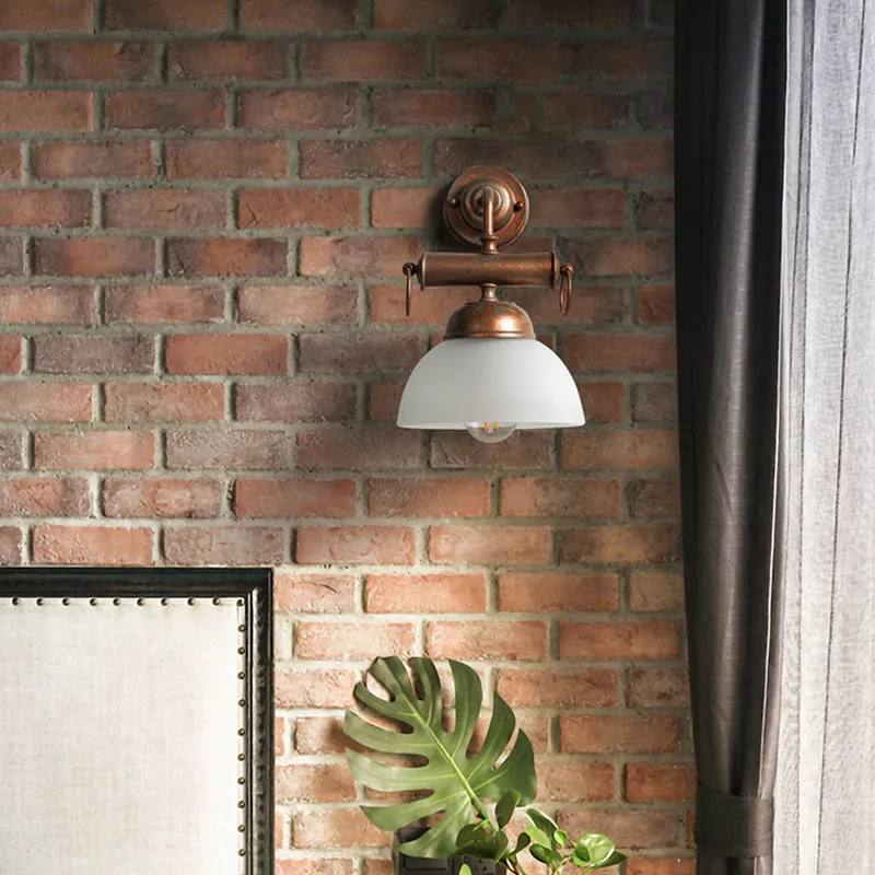 Lamparas de techo american retro restaurant wandlamp bedside lamp Loft aisle bar glass lampshade led wall light fixtures | Освещение