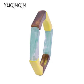 

Classic Acrylic Cuff Fashion Bracelets Bangles for Women New Mix Colors Hexagon Geometric Resin Simple Bracelet Charm Jewelry