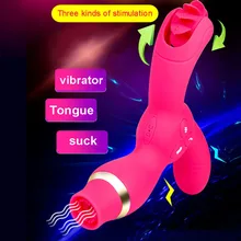 Sex toys for women USB Charging Three Head Sucking Tongue Vibrator Pussy Breast Clitoris stimulator Lady Masturbator sex shop