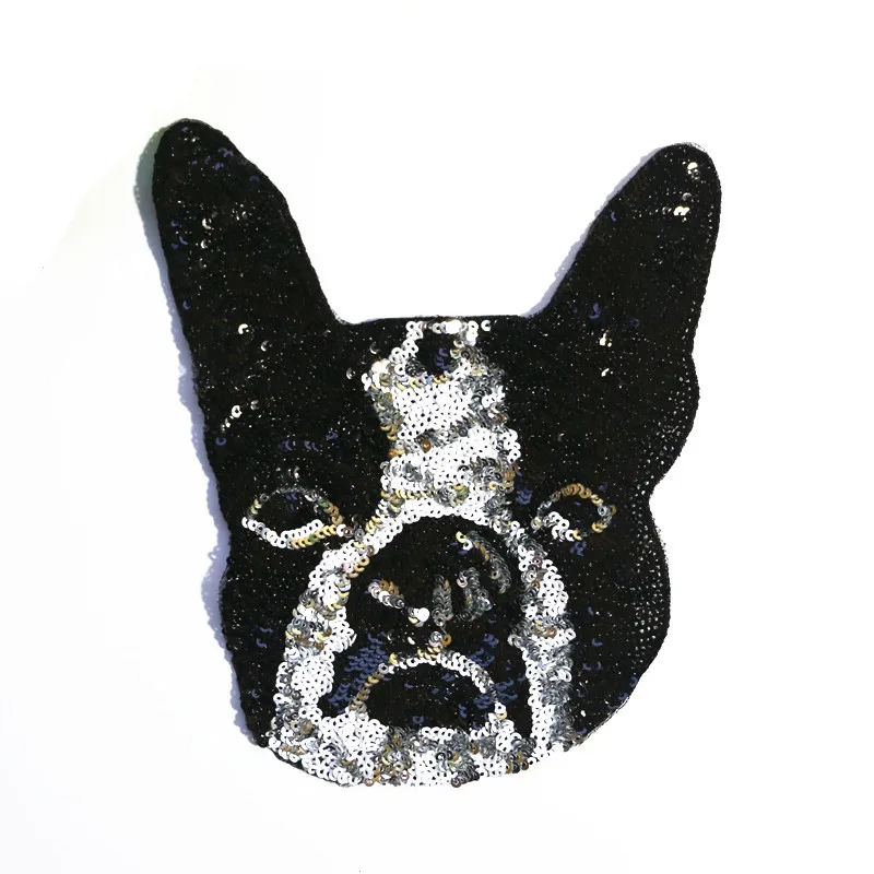 

Large Black Dog Sequins Patches DIY Applique Floral Patches For Clothing Bag Dress Cute Sew On Patches