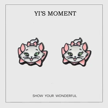 

birthday Gift Enamel Earrings Cute White Persian cat Earing for kids