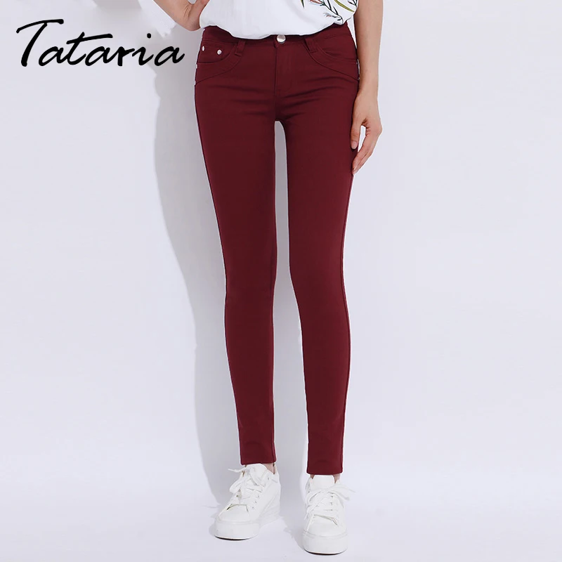 

White Jeans Pants Feminino Plus Size Candy Pantalon Femme Black Skinny Jeans Woman Long Pants Large Size Jeans For Women 9851