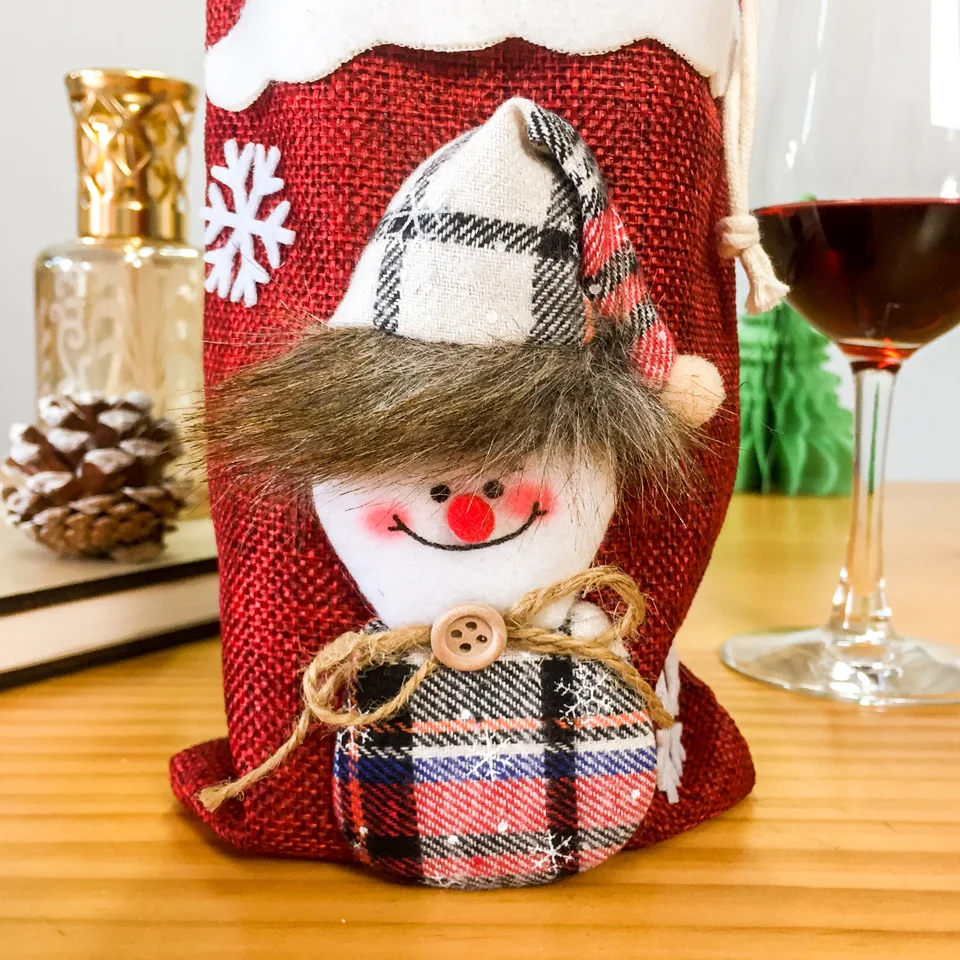 Nicro Рождественская бутылка вина крышка снеговик чулок держатели для подарков Рождество Navidad Декор год вечерние украшения DIY# Chr24