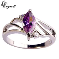 lingmei Fashion Amethyst White Topaz  Silver Ring Size 6 7 8 9 10 Unisex Rings New Arrival Jewelry Wholesale Free Shipping