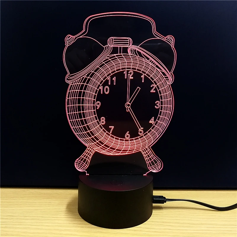 

New Creative Clock 3D Night Light 7 Colors Change USB LED Desk Table Lamp Home Child Bedroom Sleeping Decor Holiday Party Gifts