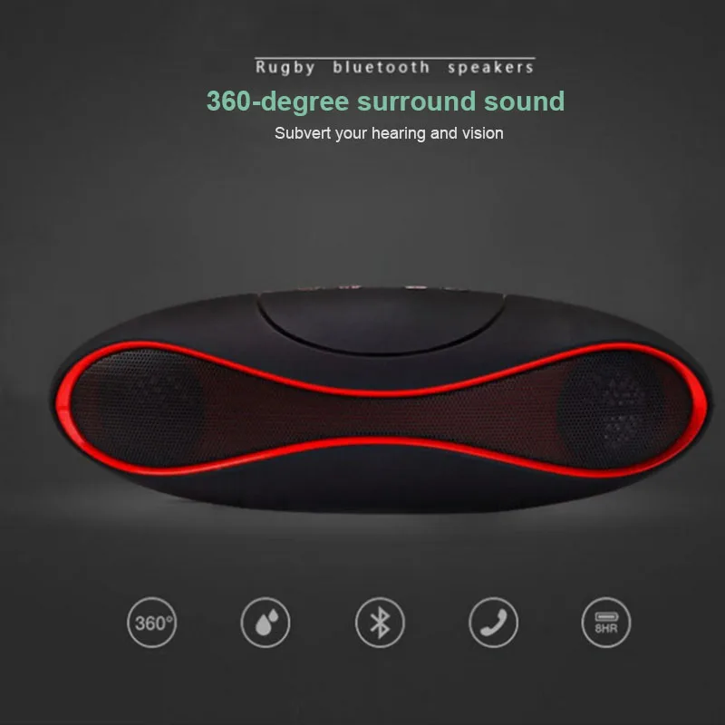 

Mini Portable Rugby Design 3D Stereo Bluetooth Wireless Speaker Radio Loudspeaker with TF Card Holder Outdoor Music Radio