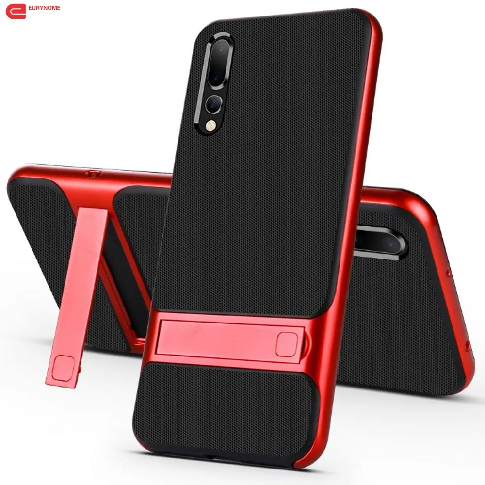 

Case For Huawei P20 Kickstand Business Simple 2 in 1 Soft TPU With PC Case Cover for Huawei P20 PRO Phone Case Capa with Pen
