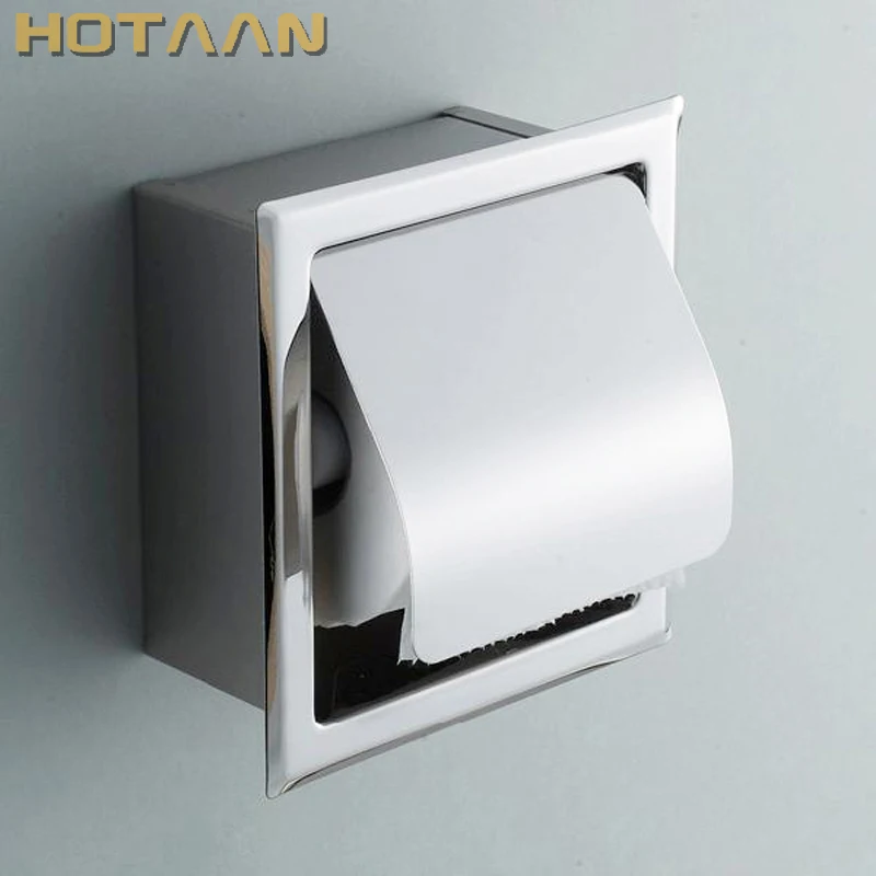 Kopen Luxe SUS 304 # Roestvrij Staal Badkamer Wc Papierrolhouder Box Verborgen Wandmontage Inbouw Ingebed YT 1092