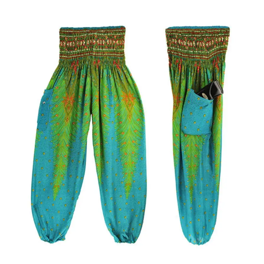 JAYCOSIN Новинка, мужские и женские тайские шаровары, Boho Festival Hippy Smock, брюки с высокой талией, прямые поставки, 9 августа - Цвет: Green
