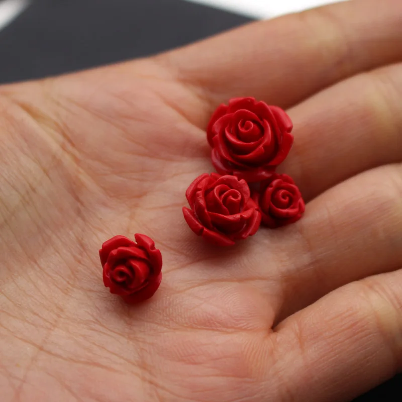 20 штук 8 10 12 14мм, циннабар резные розы бусины для ювелирные аксессуары ‒ Серёжки "сделай сам"