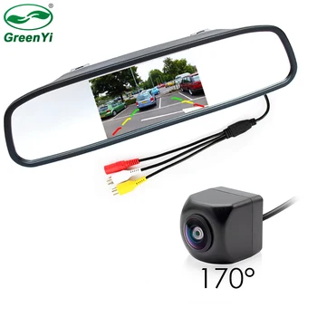 

GreenYi 170 Degree Fisheye Lens Car Rear View Camera with 4.3" Digital Color TFT Mirror Monitor, Reversing Backup Parking Camera