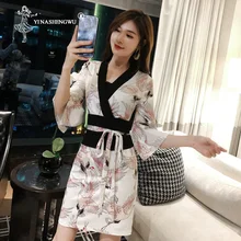 Japanese Silk Robe Kimono Asian Sexy Cosplay Costume Geisha Dress Temptation Female Traditional Japanese Kimono Yukata Kimono