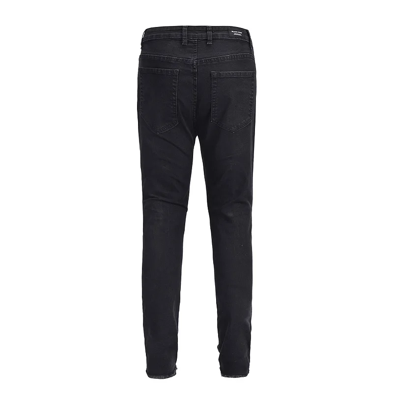 Wycbk 2018 новый черный Рваные джинсы Для мужчин с отверстиями джинсовые Super Skinny дизайнерский бренд Slim Fit Вышивка Жан брюки