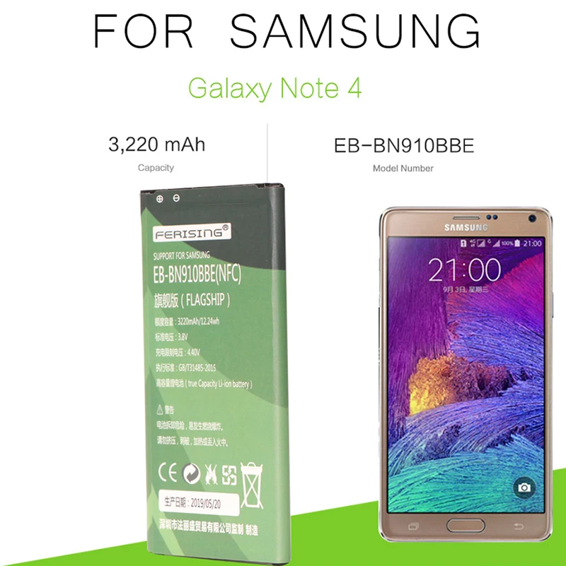 Аккумулятор для Samsung Note4 батарея Galaxy Note 4 N910 N910F N910H 3220 мАч с NFC