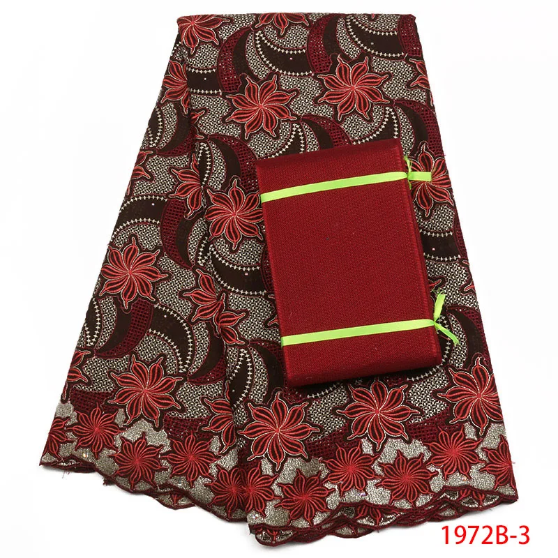 

African Swiss Voile Lace Fabric Embroidered Cotton Lace Stones Aso Oke Headtie Scarf Hot Selling Cotton Fabric Lace APW1972B-2