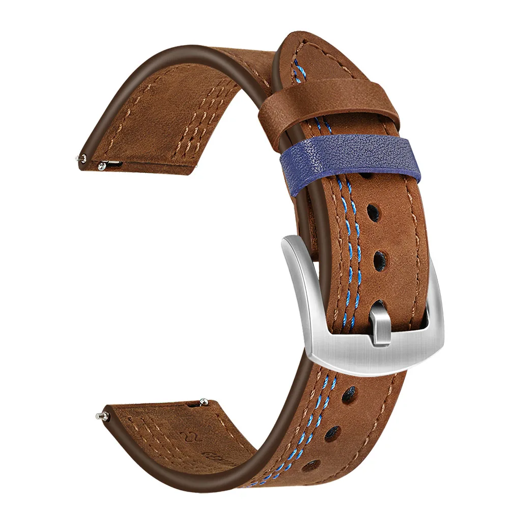 Двухцветный ремешок из натуральной кожи для Garmin Vivoactive3/Vivomove/Forerunner 645/Music Quick Release Watch Band