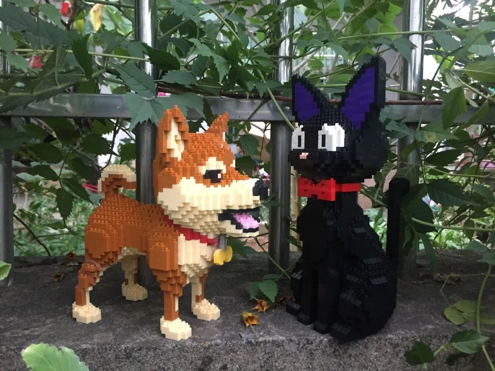 Us 1329 5 Offsmall Blocks Cute Shiba Inu Model Plastic Building Bricks Dog Educational Kids Toys Cartoon Cat Auction Figures Girls Gifts In Blocks