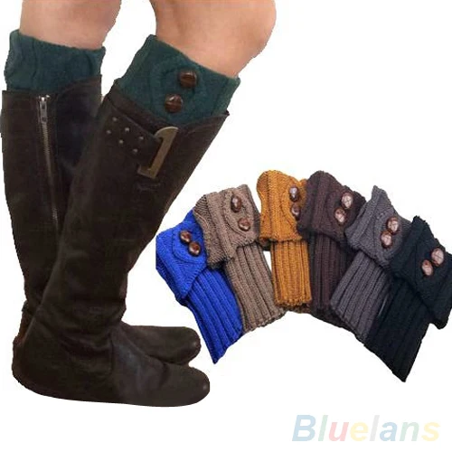 

Hot Women Winter Leg Warmers Socks Button Crochet Knit Boot Socks Toppers Cuffs 8NBT