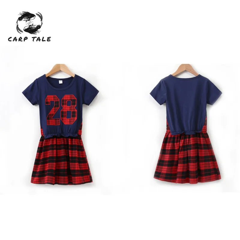 

Children's wear girls 2019 summer new children's digital square plaid dress suit skirt children's clothing girls skirt