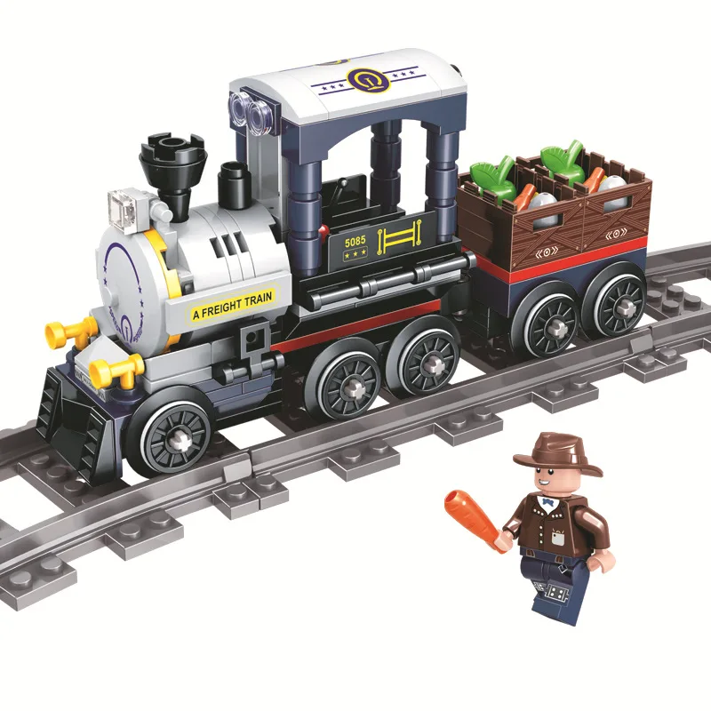 

New Train Series Freight Train Puzzle Legoed Assembling Model Building Blocks Kit Toys Kids Christmas Gifts