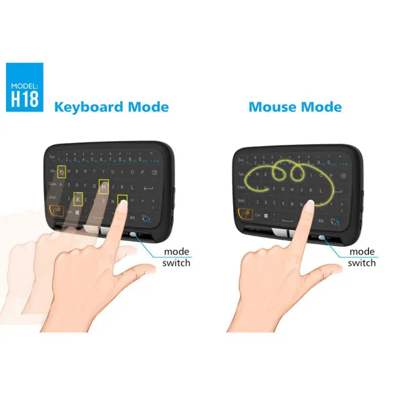 H18 полный сенсорный контроль беспроводная клавиатура Аккумуляторная клавиатура Air mouse Клавиатура комбо