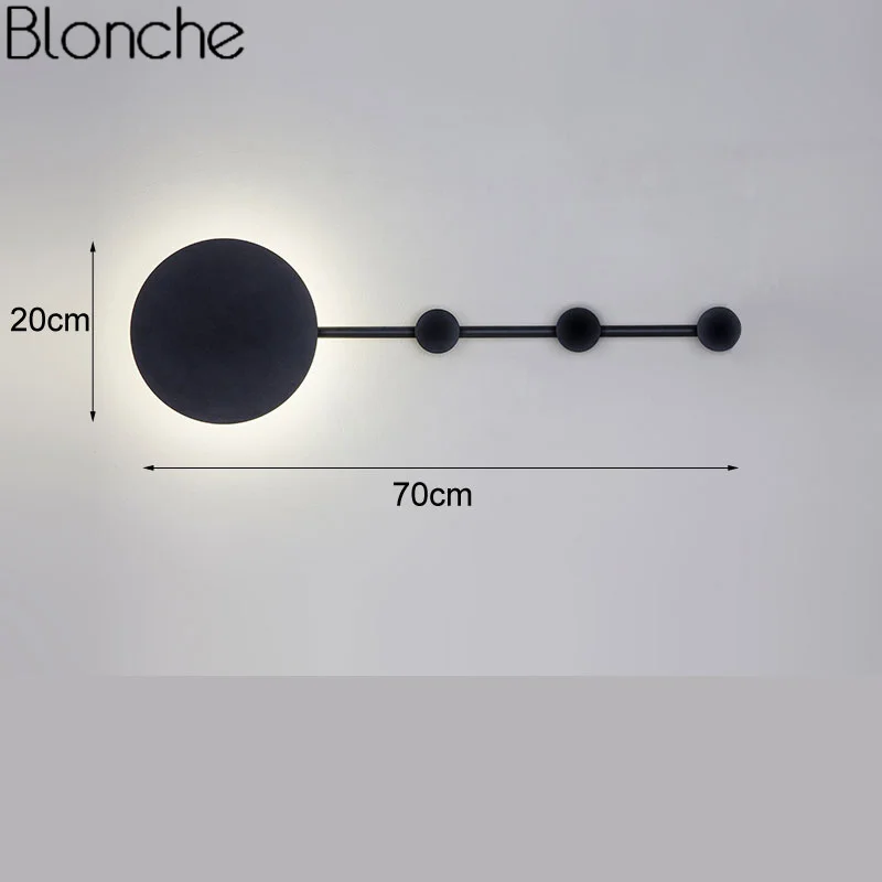 Скандинавская Кепка, светодиодный настенный светильник, домашний современный настенный светильник-бра, светильник для дома, лофт, Декор, круглый железный светильник, светильник для спальни, ing - Цвет абажура: W70cm Black