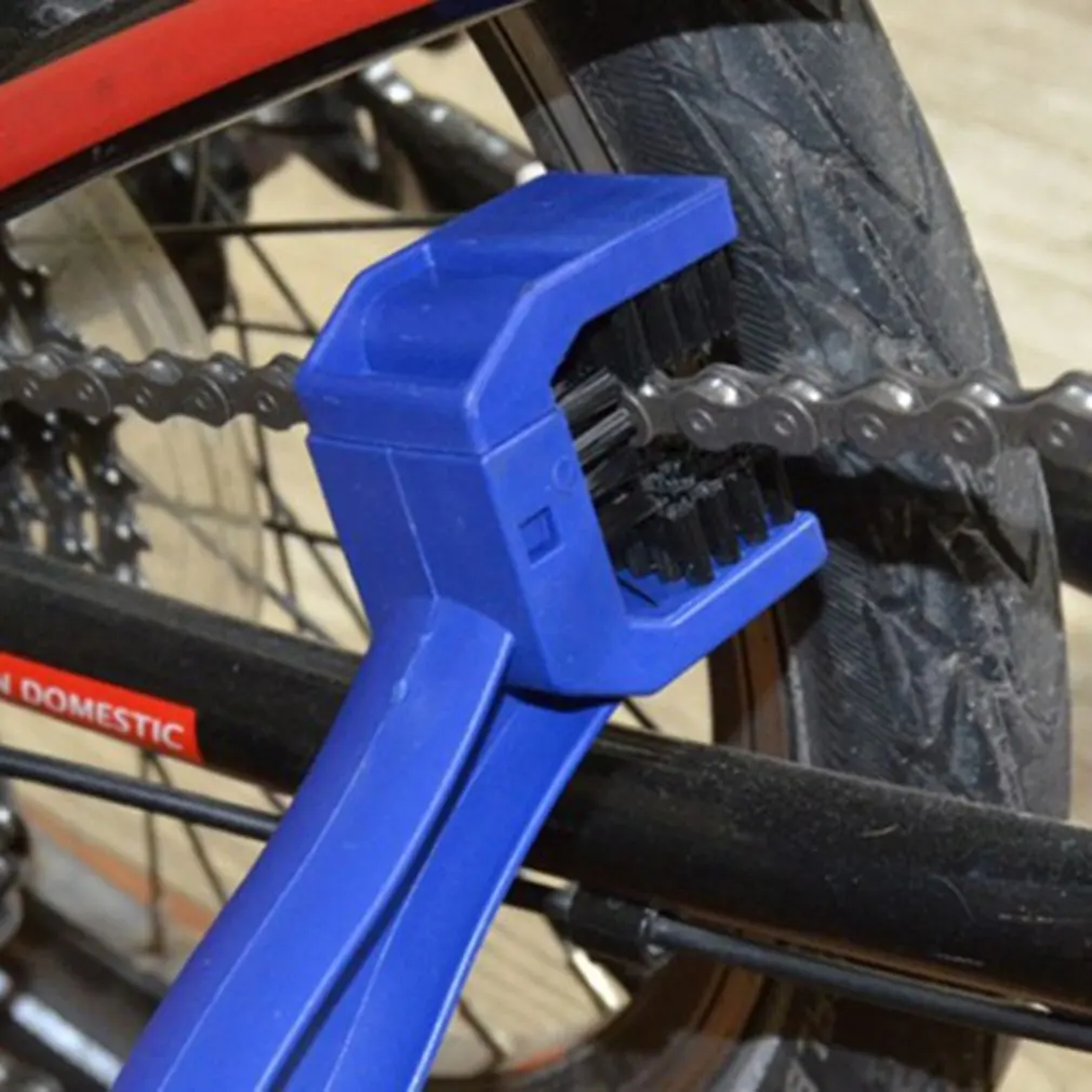 3-сторонняя, езды на велосипеде, мотоцикле и велосипедные щетка для чистки цепи Шестерни гранж щеточная машинка на открытом воздухе Очиститель скруббер инструмент