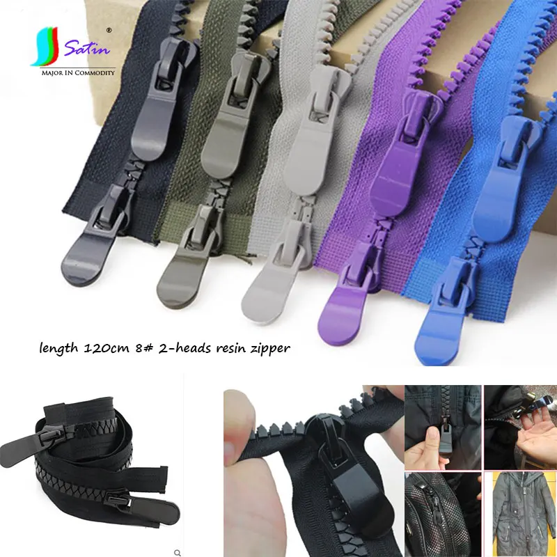 

Winter Down Coat Repair Sew Accessories Colorful Length 120cm 8# Double Open-end Auto Lock Resin Zipper Material S0956L