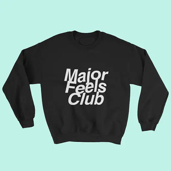 Major Feels Club Tumblr элегантная Толстовка белого, черного, синего и розового цветов с круглым вырезом модный джемпер