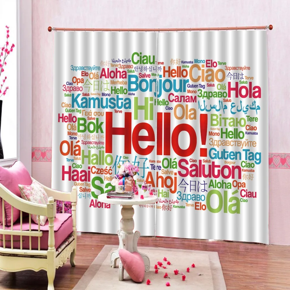 

3D Curtains Hello Window Curtains For Living Room Bedroom Kid room Home Modern Window Curtains
