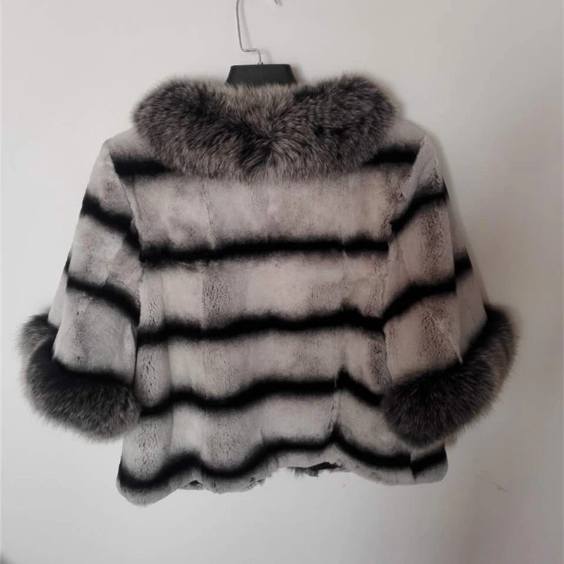 Fourrure Court Rex De Black Manteau Col Raton La noir Renard Lapin And Patchwork Entière Décontractée Mode Laveur Peau Hiver En Avec white Paragraphe Beige OrOq4FwE