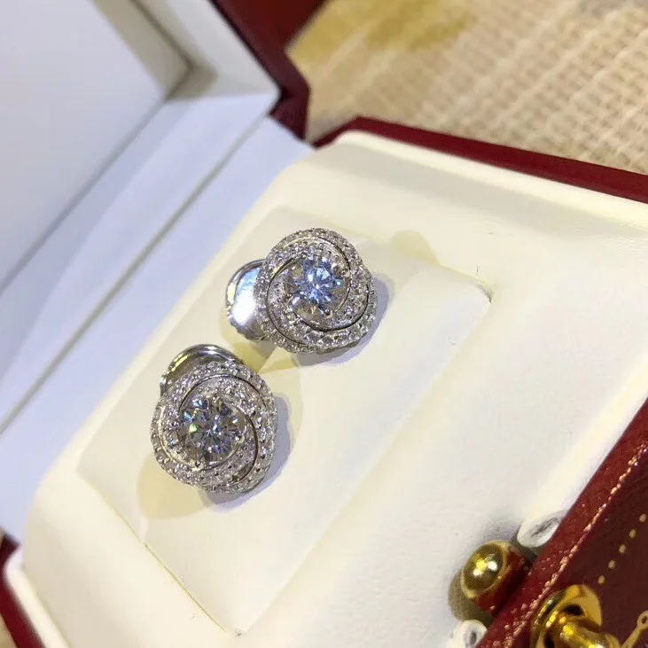 

Brand Pure 925 Sterling Silver Jewelry For Women Simple Round Zircon Earrings Silver Color Stud Earrings Party Jewelry