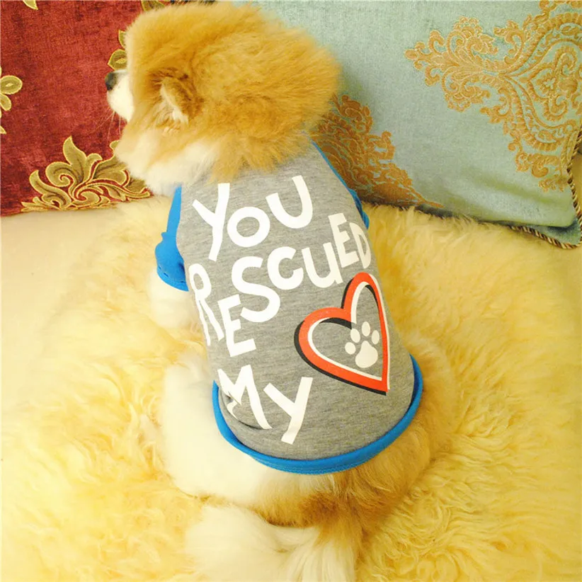 Трансер Одежда для собак, вы спасли мое сердце маленькая собака футболка пальто Одежда для щенка любимца поставка 80309