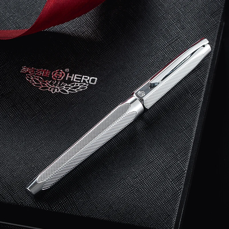 Hero 2191 14K Золотая коллекция авторучка/роликовая ручка Серебряная гравировка пульсация сменная подарочная ручка и коробка для бизнеса офиса