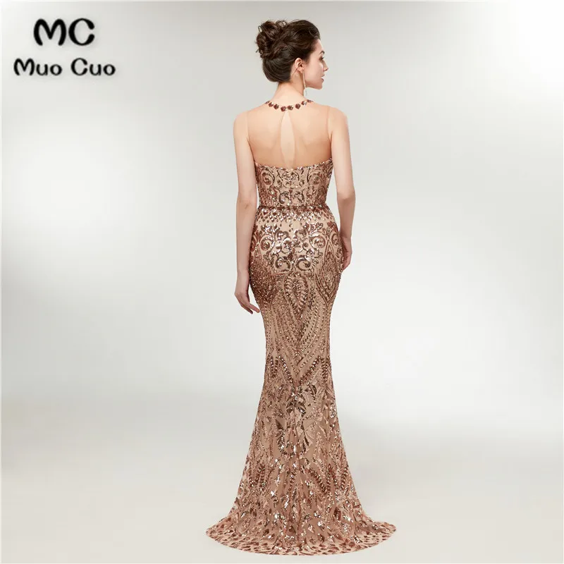 Роскошные новейшая "Русалка" Выпускные платья с блестками vestido de festa без рукавов Замочная скважина Формальное вечернее платье для женщин