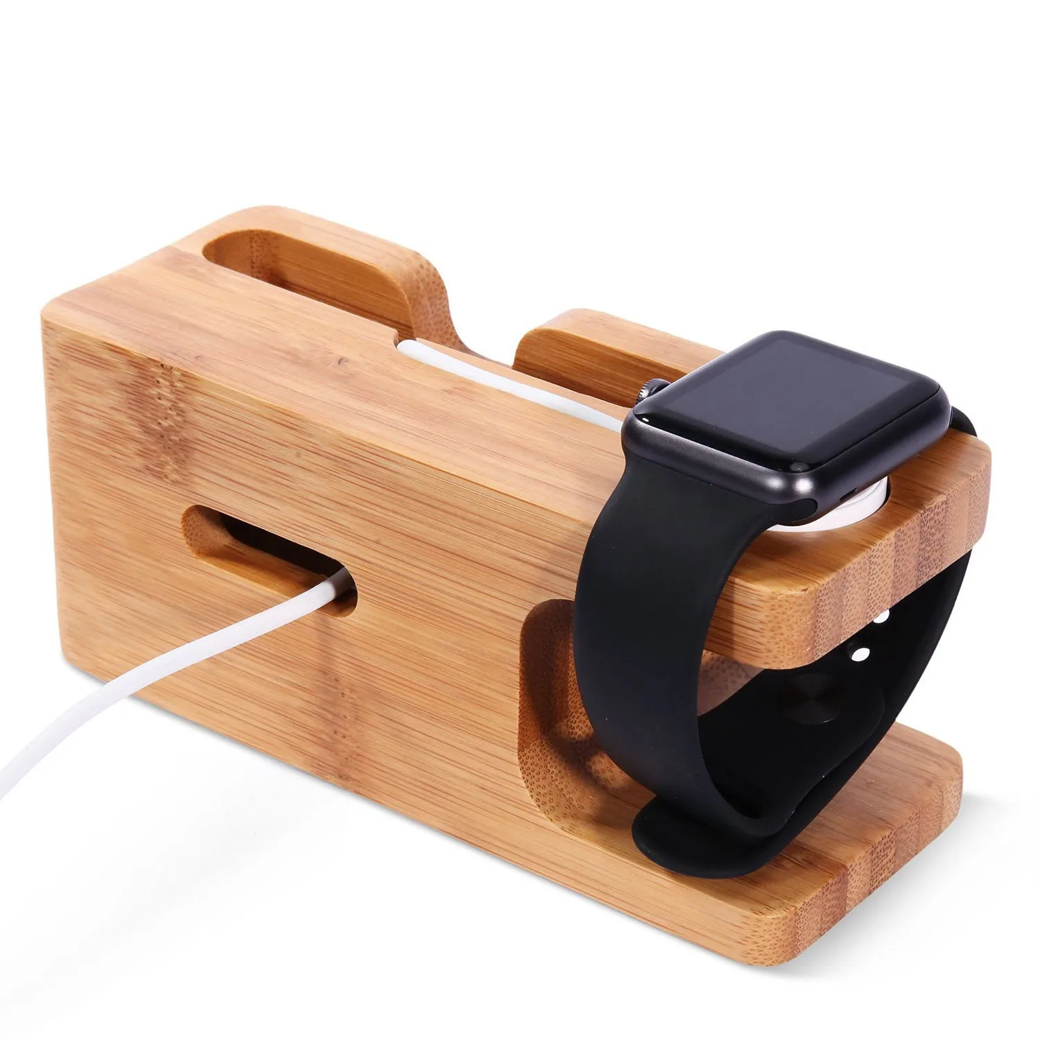 

Besegad Wooden Bamboo Charging Stand Charger Dock Mount Holder Station for iPhone x 10 8 7 6 Apple Watch iwatch Series 3 2 1 4