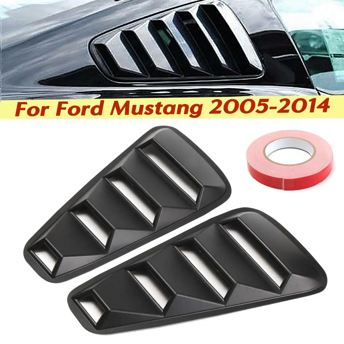 

2pcs 1/4 Quarter Side Window Louvers Scoop Cover Vent For Ford/Mustang 2005 2006 2007 2008 2009 2010 2011 2012 2013 2014